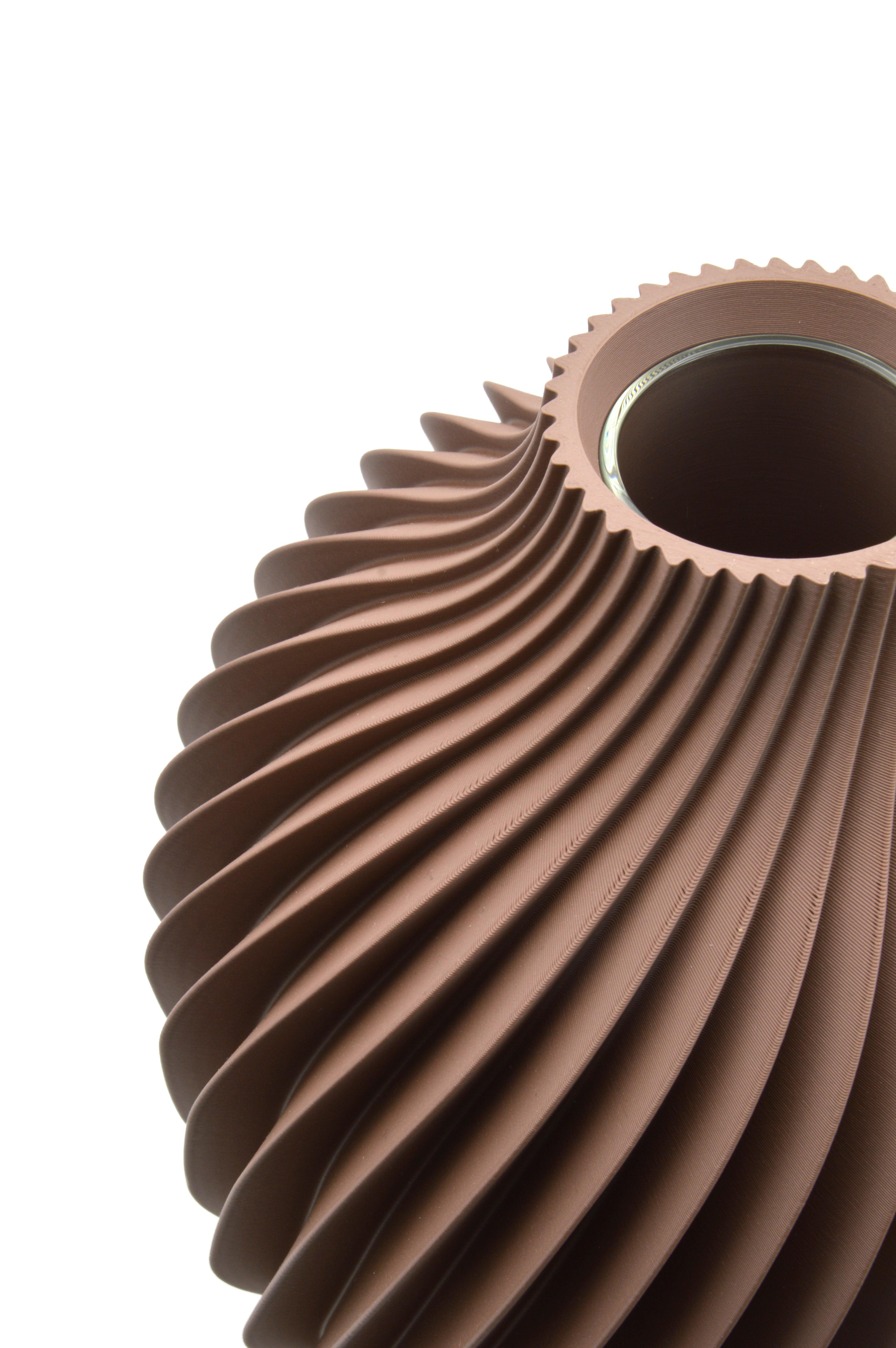 Vaso Kivan · marrone cioccolato · vista dall'alto · design 3D · Made in Italy · Yliaca