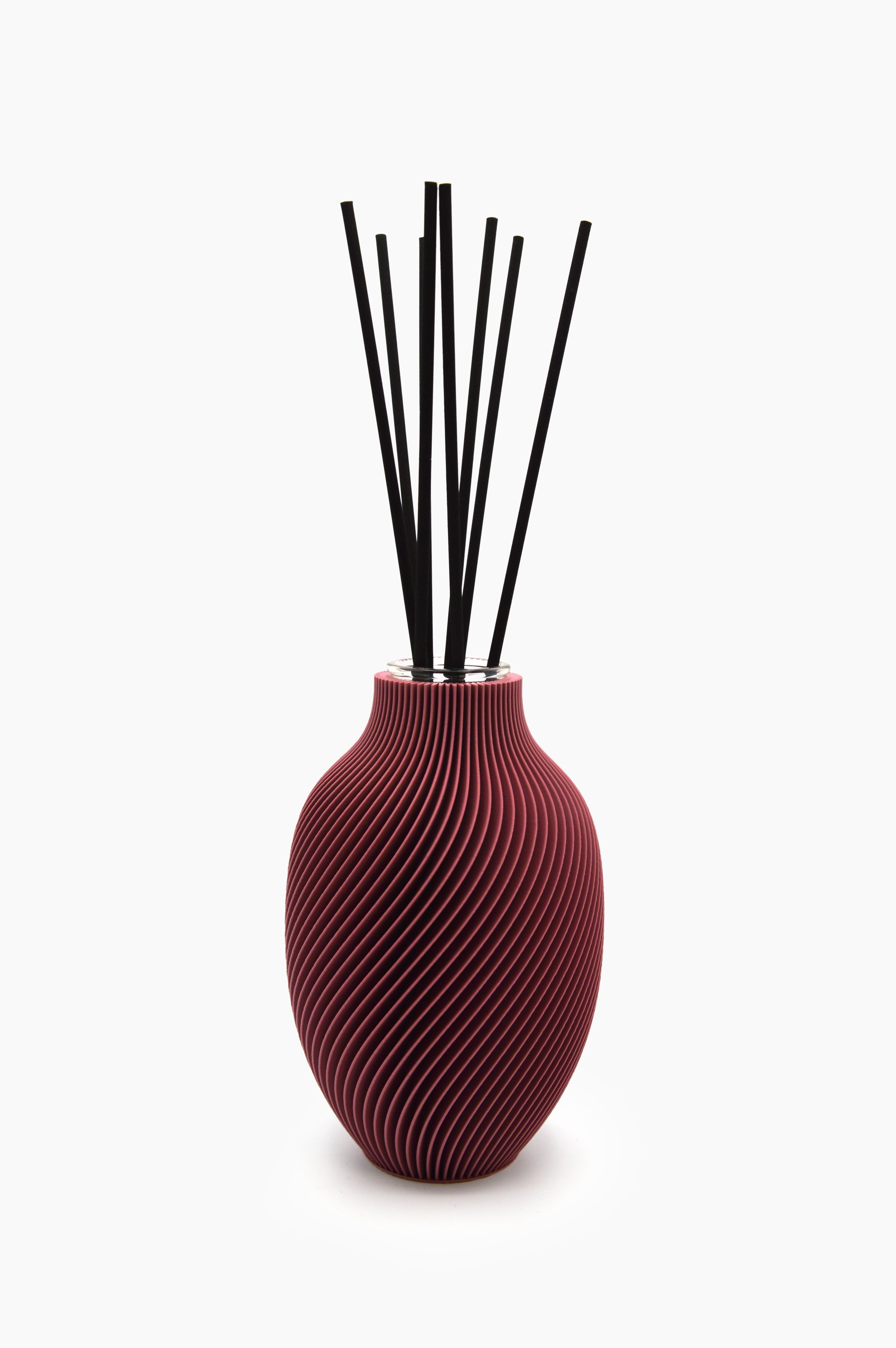 Diffusore Eolia · borgogna · design 3D spirale · ricaricabile · Made in Italy · Yliaca