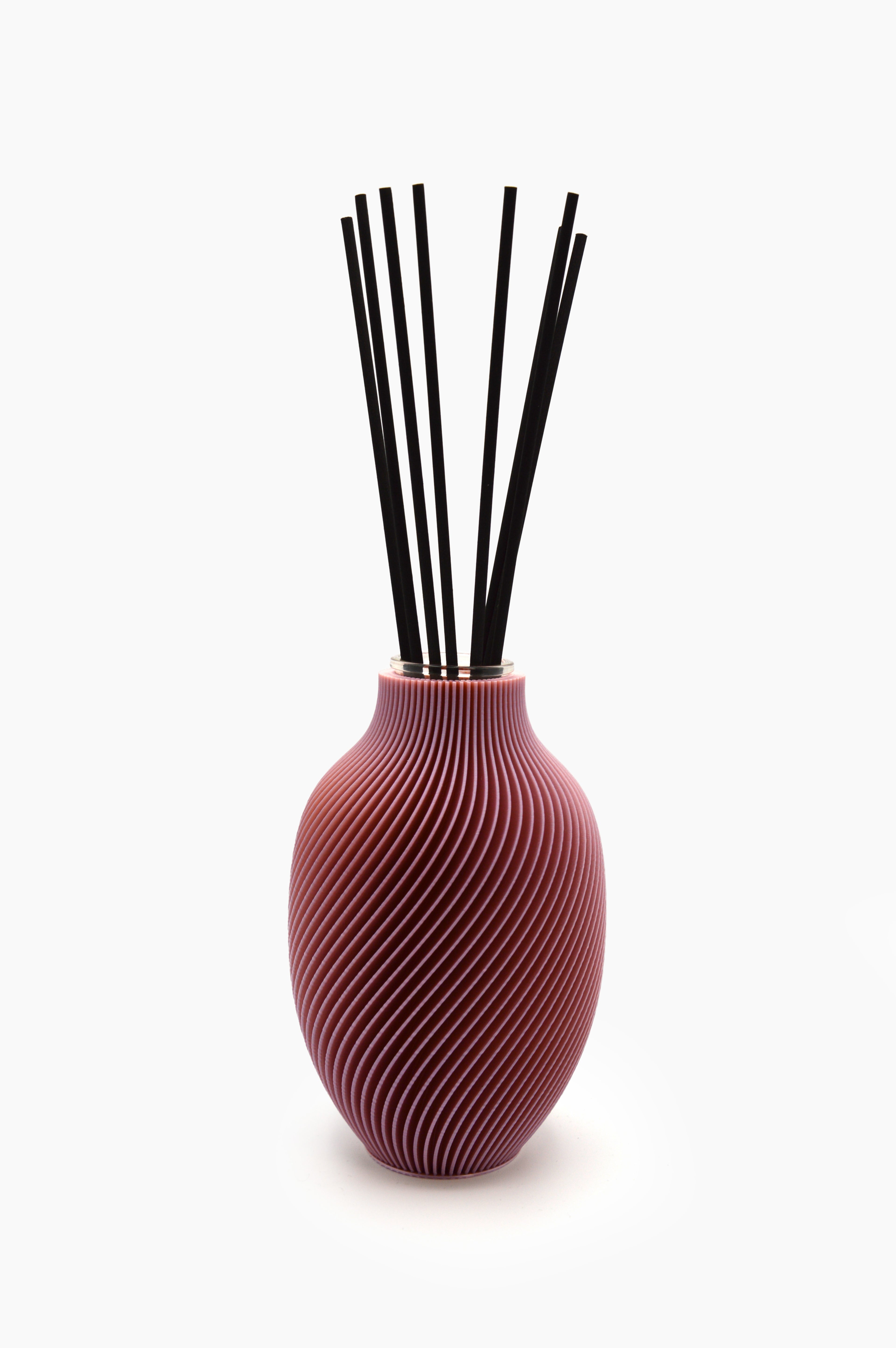 Diffusore Eolia · rosa malva · design 3D spirale · ricaricabile · Made in Italy · Yliaca