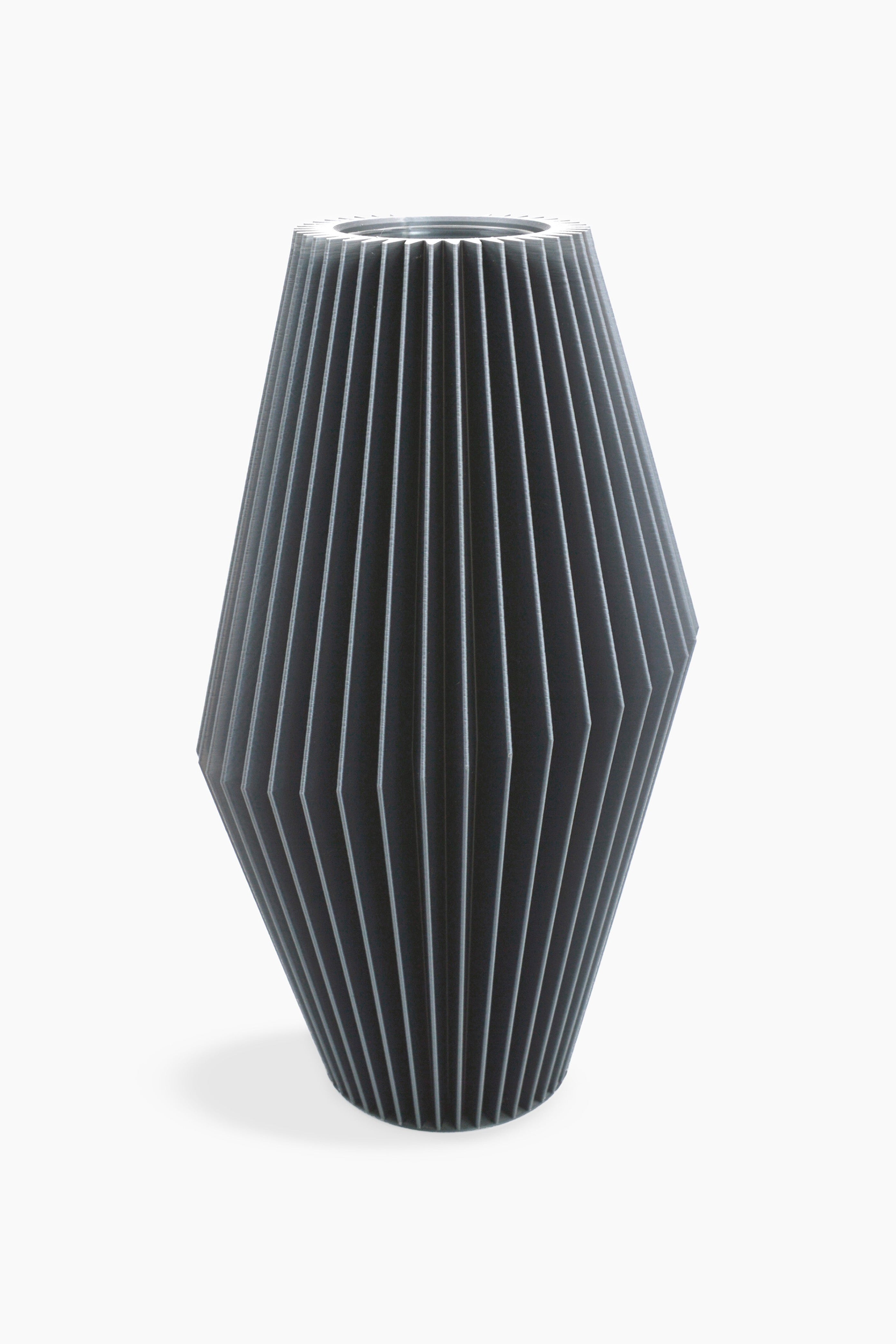 Vaso Zaira · grigio grafite · design geometrico 3D · Made in Italy · Yliaca