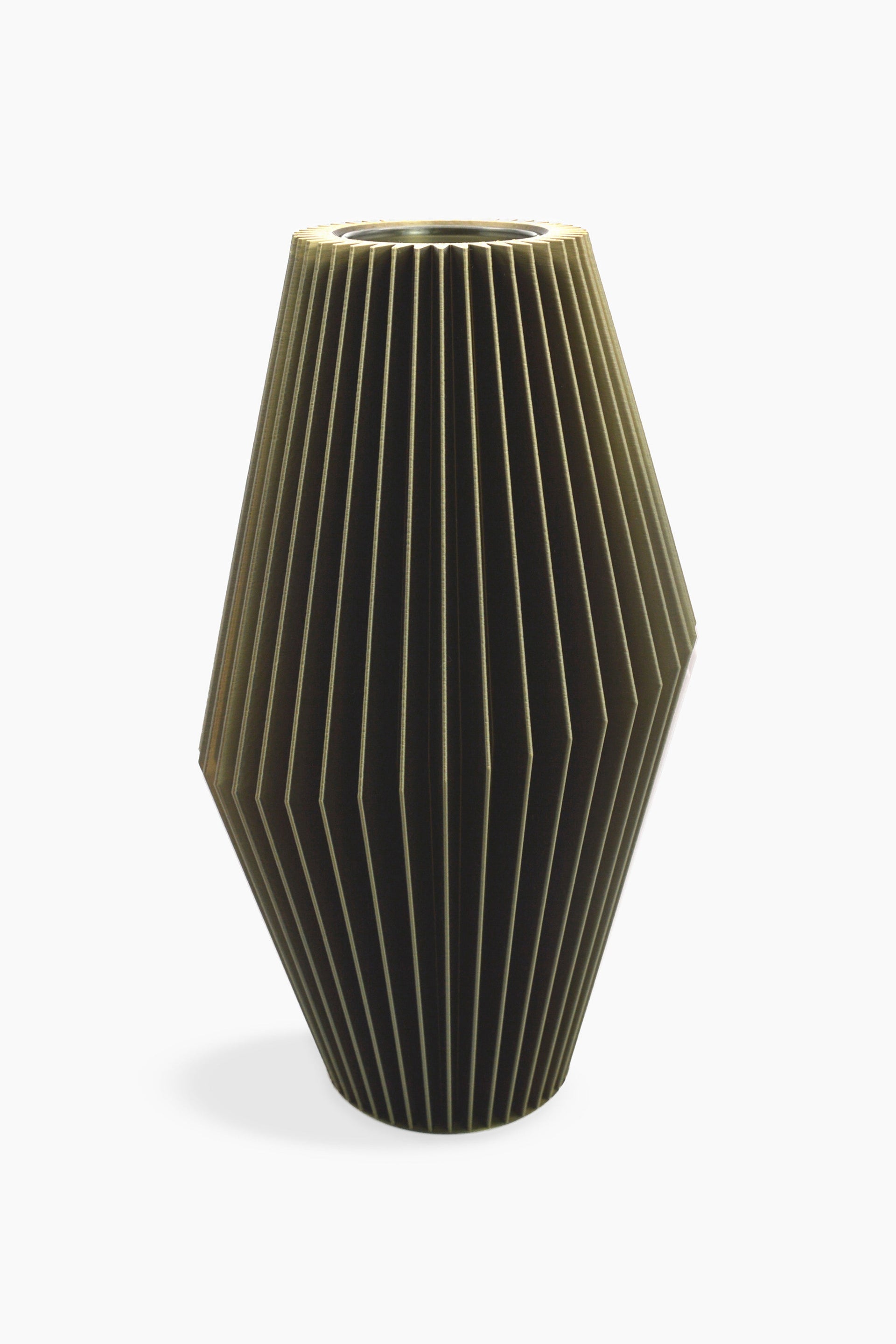 Vaso Zaira · verde oliva · design geometrico 3D · Made in Italy · Yliaca